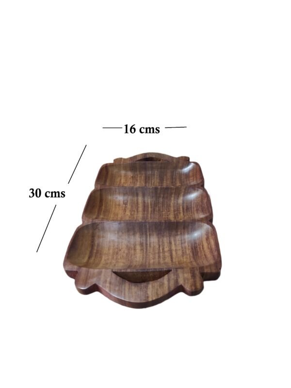Awesome 3 Piece Wooden Serving Tray with Carved Compartments – 400g | 32x16x2.5 cm - Image 5