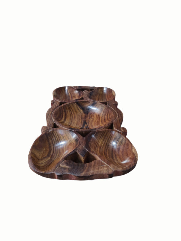 Exclusive Handcrafted Wooden Serving Tray with Carved Compartments – 550g | 30x14.5x2.5 cm - Image 2