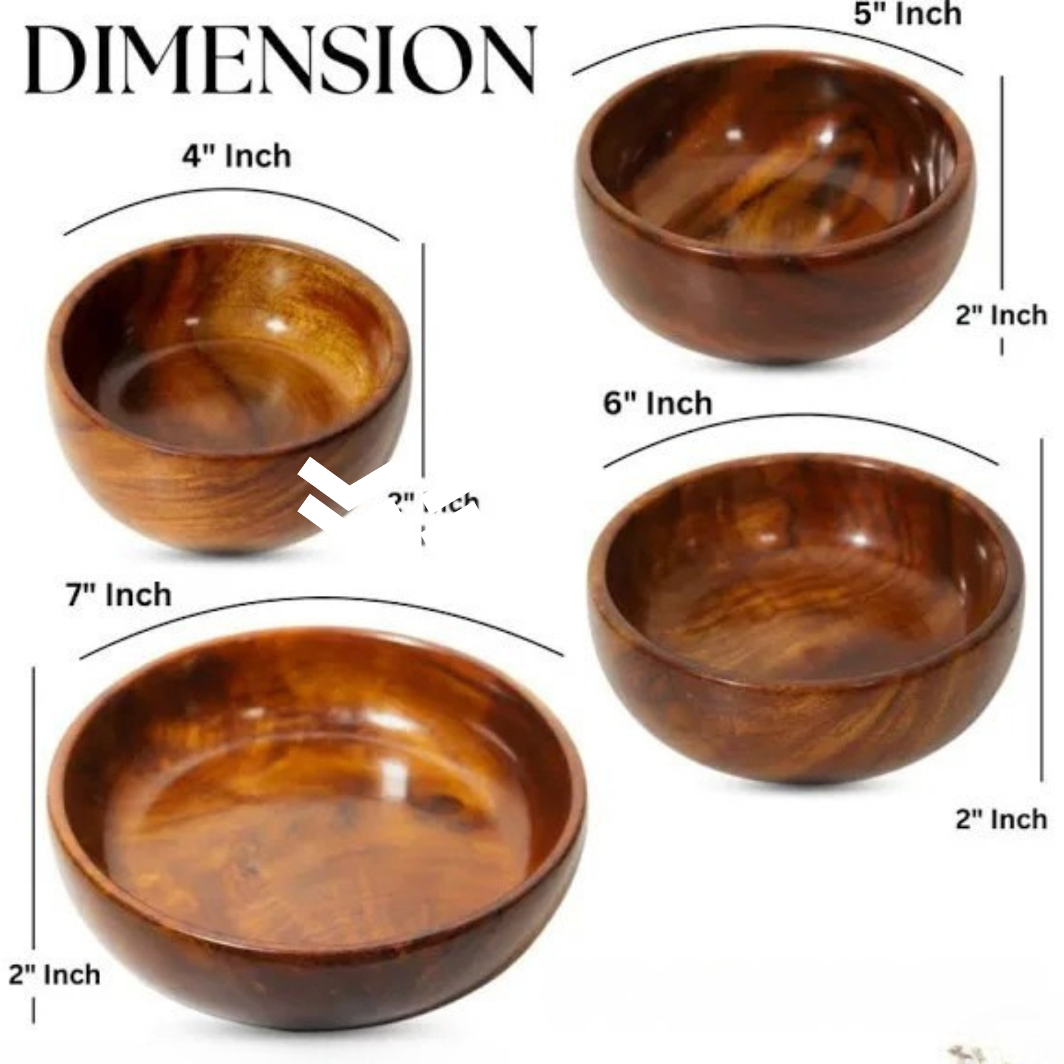 Wooden Bowl Set - Set of 4 attractive Bowls - Image 3