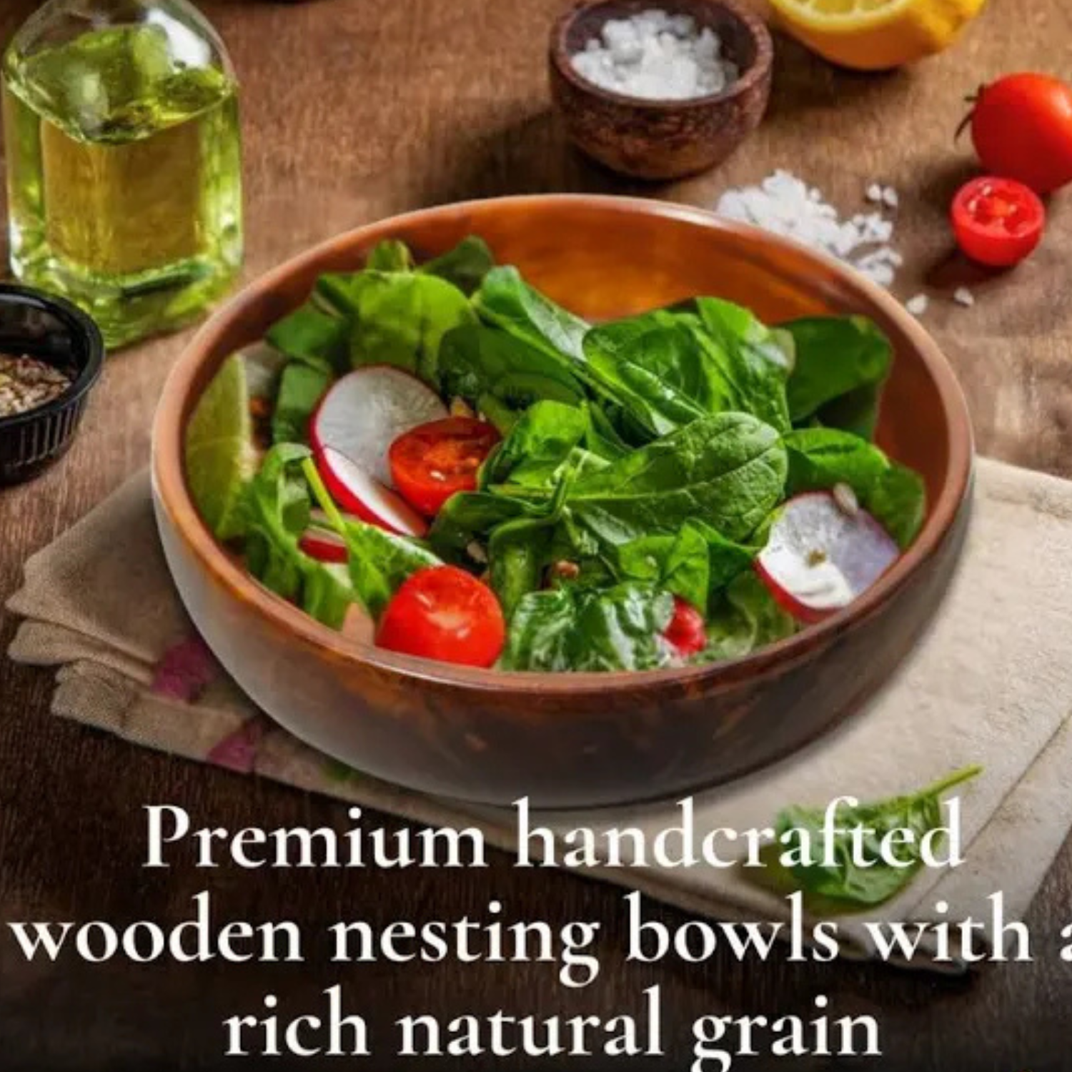 Wooden Bowl Set - Set of 4 attractive Bowls - Image 2