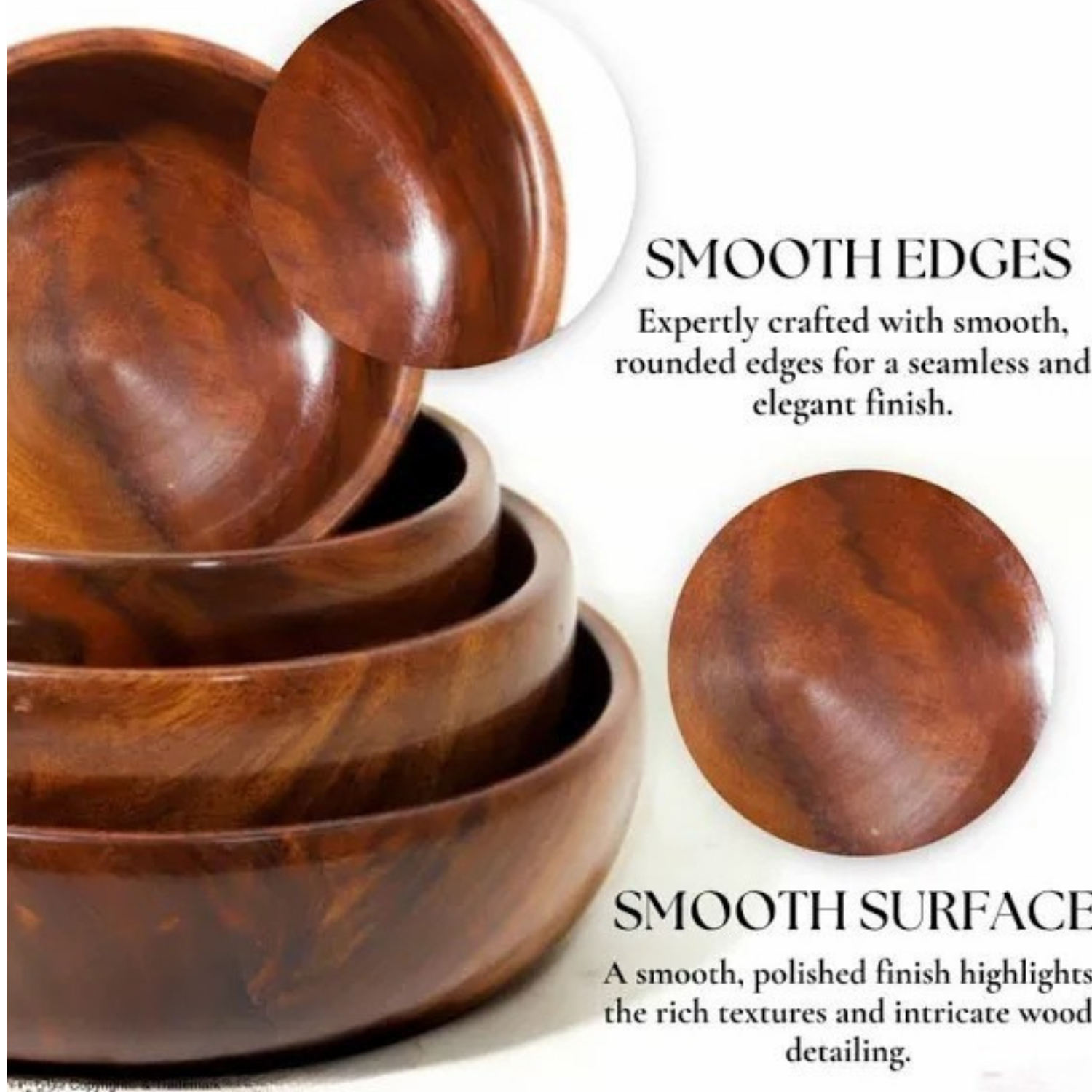 Wooden Bowl Set - Set of 4 attractive Bowls - Image 5