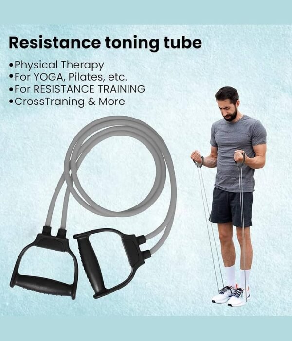 Double Resistance Band Toning Tube with D-Handles - Long-Lasting & Durable Home Gym Exerciser - Image 2