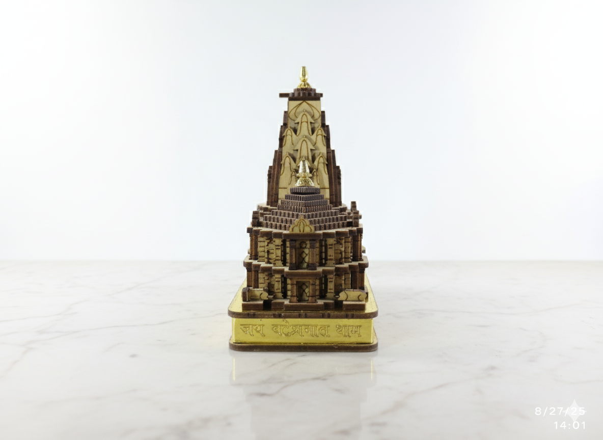 Wooden Somnath Temple Model – Premium Quality Handcrafted Miniature for Pooja Room & Home Décor - Image 4