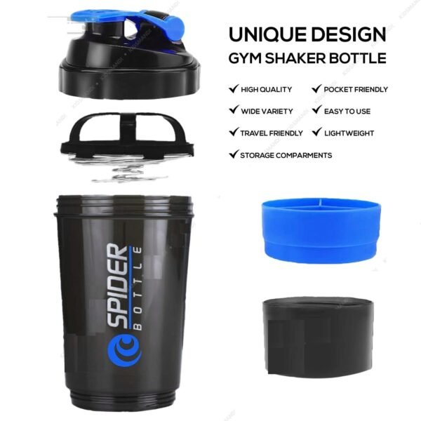 Best Quality Spider Shaker Bottle for Gym & Fitness - High-Grade Protein Mixer with Measurement Unit (24 CM) - Image 2