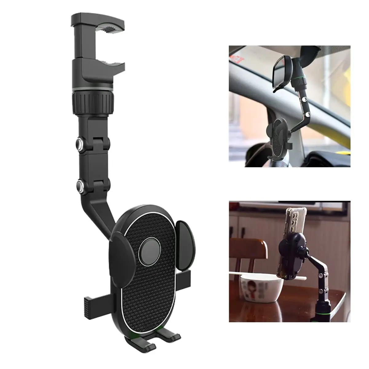 360° Adjustable Car Rearview Mirror Phone Holder | Universal Multi-Joint Mobile Mount | Hands-Free GPS Stand | Secure & Stable Grip for All Smartphones - Image 2