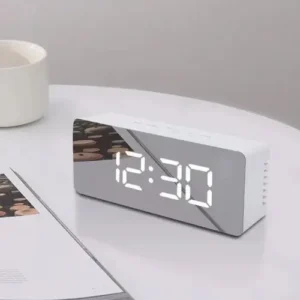Mirror Digital Alarm Clock with Temperature Display