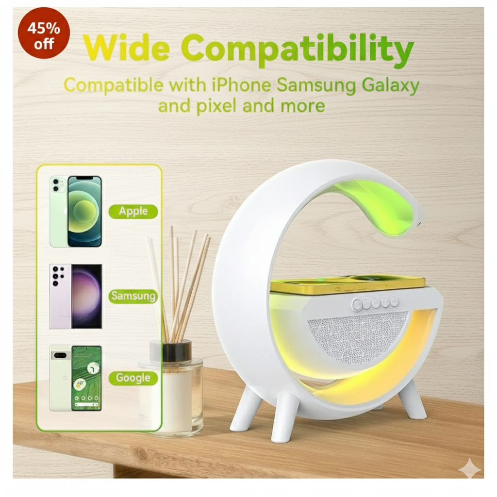 G-Lamp: All-in-One Smart Bluetooth Speaker with Wireless Charger & Night Light - Image 4