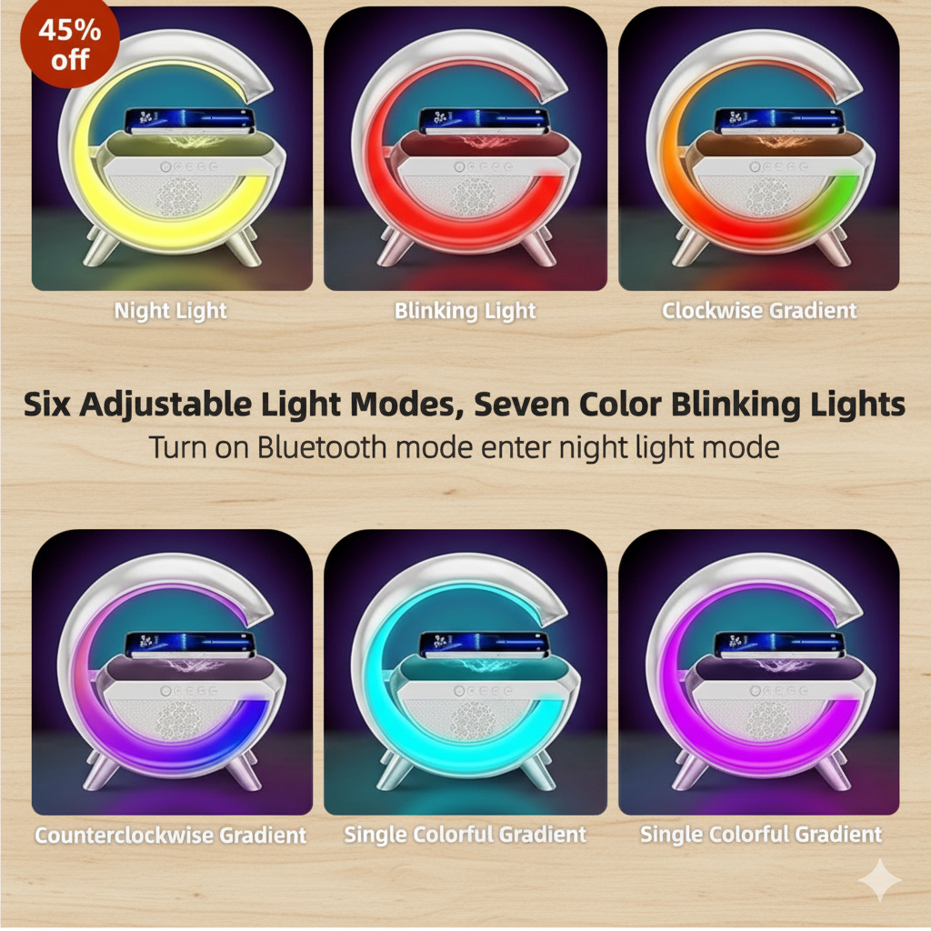 G-Lamp: All-in-One Smart Bluetooth Speaker with Wireless Charger & Night Light - Image 5
